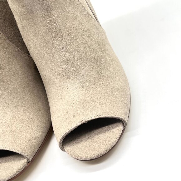 Chinese Laundry Womens 7M Tom Girl Taupe Brown Suede Leather Peep Toe Booties - Picture 5 of 14